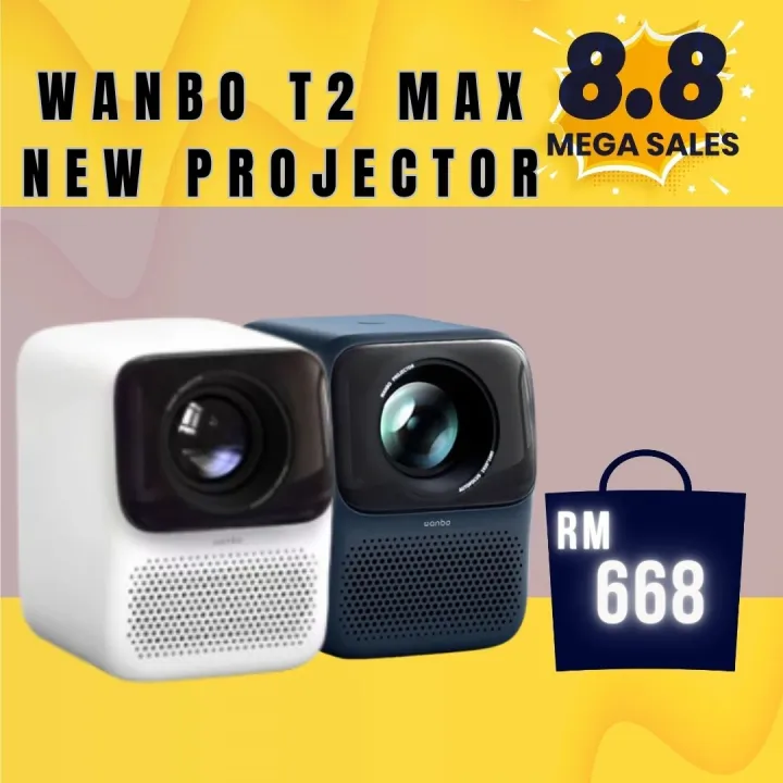 WANBO T2 Max Projector (NEW) [ AI Auto Focus | 450ANS I 4K Resolution l Auto Key-Stone Correction I 360 DOLBY Atmos ]
