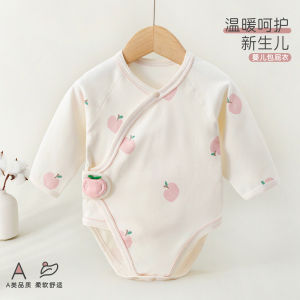 a Infant-style autumn and winter romper newborn autumn pure cotton long-sleeve clothing baby seamless crawling jumpsuit