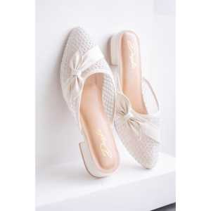 LADANG ONLINE - Flatshoes Della Slipon Mule Pita Jala Brukat