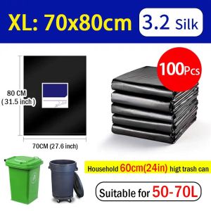 100PCS PE Trash bag Thickened Garbage bag Black (Small/Medium/Large/XL/XXL) And Enlarged Garbage Bag Tear-proof