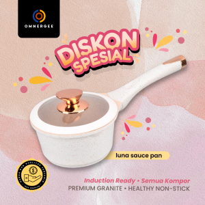 OMNERGEE Luna Saucepan 16 cm - Lunapan Premium Saucepan Wajan Panci Penggorengan Granite Marble Anti Lengket Non-Stick