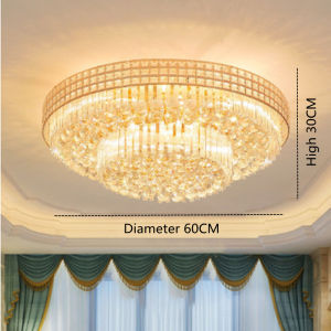 【Tri color + 5 year Warranty】Luxury Golden Living Room Light Circulair AC220V LED Crystal Light Bedroom Hoteml Hall Villa Staiercase Light Ceiling Lamp