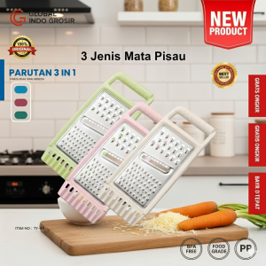 Parutan Multifungsi 3in1 Grater Stainless Food Grade 3 Fungsi Parut Kasar Halus dan Iris Peeler