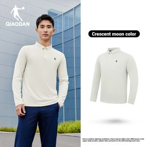 Qiaodan Men Quick-Dry Long Sleeve Polo Shirt Business Casual Sports Long Sleeve Top QXETL3253086