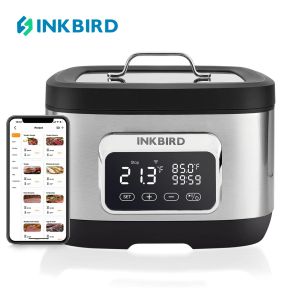 Inkbird Wifi All-In-One Sous Vide Cooker ISV-500W Water Oven with Rack Divider 700W Precision 3D Electromagnetic Water Circulation Rapid Heating Wifi Control & Timer with App Preset Recipes and 8L Capacity Low Water Level Alarm