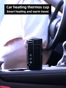 E-ACE 12V Portable Car Heating Cup 400ml Stainless Steel Touch screen Digital Display Water Warmer Bottle Thermos cup Car Kettle