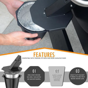 Smoker Drip Bucket，Grease Bucket with Lid & Silicone Liner，Upgraded version of grease trap with covered smoker drip bucket
