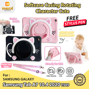 Samsung Tab A7 10.4 inch 2020 T500 T505 Softcase Anak Lucu Rotate Casing Stand Standing Mode Case Kids Strap Tali
