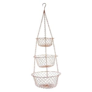 JIANZ Nordic Hanging Fruit Basket Foldable Three-Layer Wire Vegetables Storage Rack Sturdy Rust Resistant Snacks Storage Basket Desk Decoration