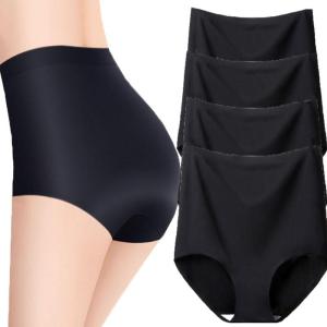 4 Pcs Vải Lụa Lạnh Một Mảnh Quần Lót Phụ Nữ Eo Cao Đồ Lót Panty Đối Với Phụ Nữ Cỡ Lỡn