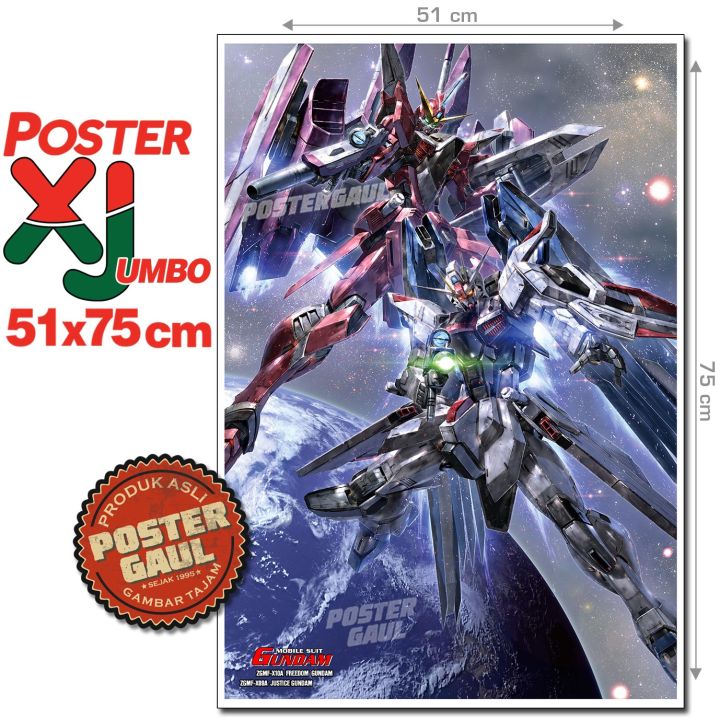 Poster XJumbo MOBILE SUIT GUNDAM : FREEDOM GUNDAM & JUSTICE GUNDAM #XJFJP545 - ukuran 51 x 75 cm