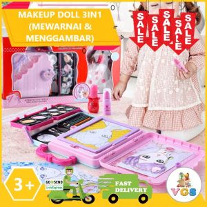 Mainan Anak Menggambar + Mewarnai + Make Up Doll 3in1 Termasuk Boneka