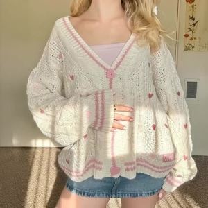 Lover Cardigan with Star Embroidery Pink Heart Cosy Soft Knit TS Cardigan Tay Sweater Jacket Vintage Fall Winter 1989 Sweater2026