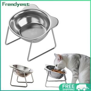 COD [Free Shipping] Elevated Stainless Steel with Stand Cats Bowls Easy To Clean Dog Bowls Nonslip Feeding Pet Feeder for Dog and Small Cats