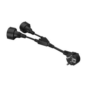 16A European 4.8MM Plug Power Extension Cord Double Sockets Splitter 0.3Meters Coppered Wiring