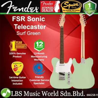 Squier By Fender FSR Sonic Telecaster Electric Guitar With Laurel Fingerboard - Surf Green