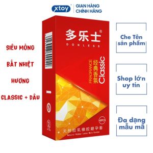 Bao cao su DONLESS PRAGRANCE siêu mỏng nhiều gel truyền nhiệt hương dâu rừng hộp 10bcs