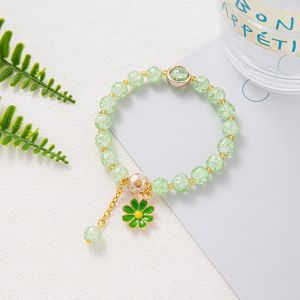 CLICK  GL2029 Gelang Manik Aesthetic Manik Daisy Rumbai Bunga Karet Kristal Wanita Colourf Korea