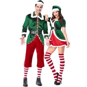 FANYUNG New Year Xmas Elf Costume Festive Carnival Party Cosplay Costume Party Outfit Role Play Santa Claus Costume Suit Women Men