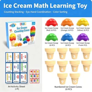 Ice Cream Counting Cones – Ice Cream Alphabet Cones sorting / pattern Math Toy