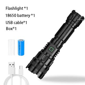 Torchlight ultra bright XHP80 LED torchlight super bright with USB cable Emergency light for home Waterproof Flashlight Outdoor Camping lamp