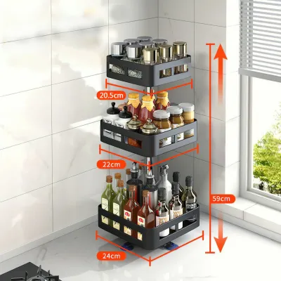 Kệ Đựng Gia Vị Xoay 2 màu 360 Độ SIV 2/3 Tầng Kệ Để Đồ Nhà Bếp Thông Minh Dáng Vuông/Tròn GALIT625
