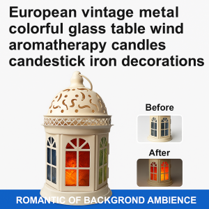 Colorful glass iron candlestick vintage European table