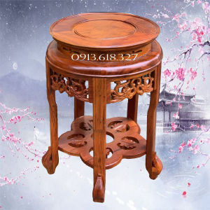 Đôn tròn mặt 40cm kiểu tròn phượng gỗ hương Cao 50607080cm