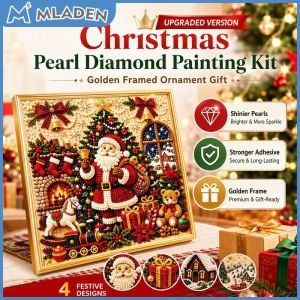 MLADEN 20cm Christmas Diamond Painting Acrylic Ornaments Santa Pearl Painting Festive Decor Gift