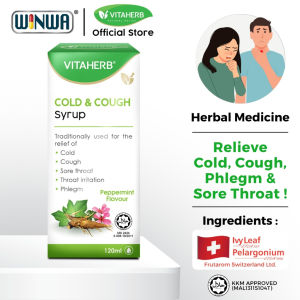 VITAHERBColdAndCoughSyrup(120ml)-ForAdultsIvyLeafForSoreThroat&Flu