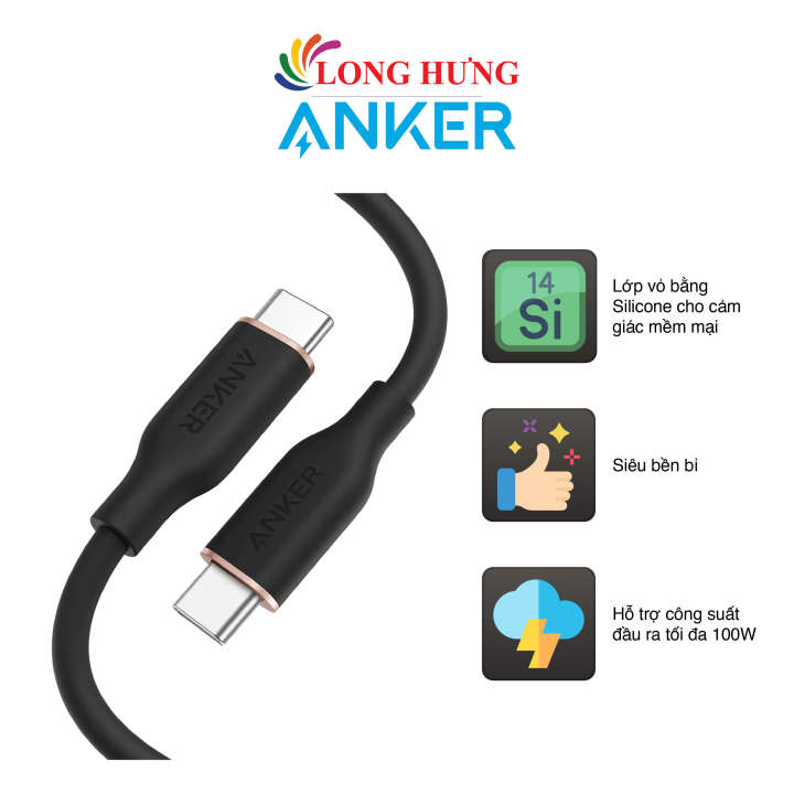 Cáp USB Type-C to USB Type-C Anker PowerLine III Flow 100W 0.9m A8552/1 ...