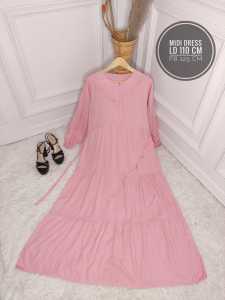 Midi Dres Polos Rayon Premium Busui Nyaman Adem