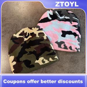 【ZTOYL】 หมวกถักพิมพ์ลาย Y2K หมวกแฟชั่นใช้ได้ทั้งชายและหญิงใส่ได้ทุกฤดูเพื่อให้ความอบอุ่น