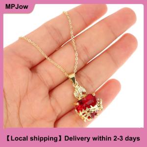 【Local shipping】 Trendy Sacred Necklace Of Red Zircon Heart Pendant Cross Choker For Women Jewelry Party Gifts