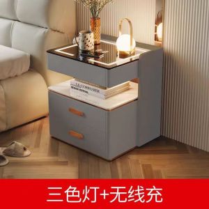 Smart Bedside Table Simple Modern High-Grade Three-Drawer Light Luxury Home Bedroom Bedside Storage Bed Side Storage Cabinet
