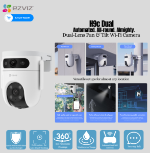 Ezviz H9c Dual High-Resolution Outdoor Security Camera with 2K Dual-Lens Pan & Tilt Wi-Fi Smart Tracking & Color Night Vision