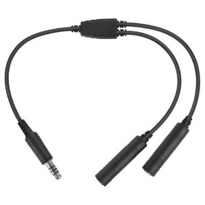 Aviation to U174/U Helicopter Headset Adapter Communication Cable Double Plugs Converter With Electromagnetic Shielding