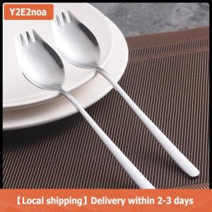 【Local shipping】 304 Stainless Steel Fork Household Spork Spoon One Salad Spoon Cake Fruit Fork Western Fork Tableware