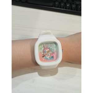 LABUBU Jam Tangan Anak Tali rubber Persegi Quartz Laki-laki Fashion murah Hadiah bisa cod