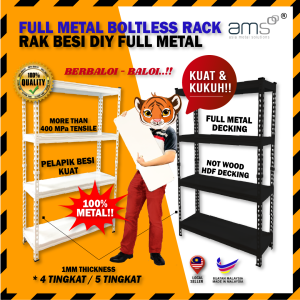 Rak Besi Serbaguna DIY Dapur 4 Tingkat  / Boltless Metal Rack Storage Store Multipurpose Rack / 30 x 90 x 150 or 40 x 90 x180 in CM / 4 Level Racking / Shelving [ Free 8 Floor Base ] 2 in 1 Flex Combination Adjustable Height