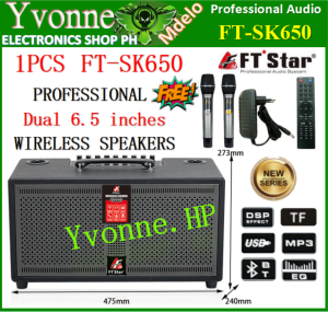 The Ftstar FT-SK650 Bluetooth Professional Wireless Speaker( BT/TF/ DSP/ USB/ MP3/ EQ) Dual 6.5Inch