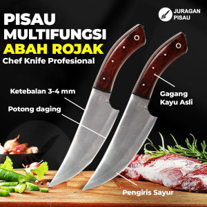 Pisau Multifungsi Abah Rojak Bahan Baja Per Super Tajam untuk Survival dan Dapur - Juragan Pisau
