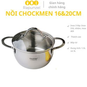 Nồi inox thành cao CHOCKMEN nồi từ thành cao nồi từ đa năng CHOCKMEN 16cm và 20 cm nồi inox nồi bếp từ