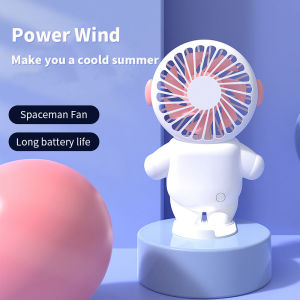 COD Cute Mini Astronaut Handheld Fan USB Rechargeable Portable Pocket Table Fan With Base Holder Indoor Outdoor Travel Office Use
