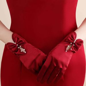 DKIEWQ Lolita Phụ nữ  Trời Bảo Vệ Màu đỏ Prom Ăn Tối Găng Tay Tay Áo Cung Găng Tay Satin Găng Đám cưới Cô Dâu Găng Tay Găng Tay Phụ Nữ Găng Tay Găng Tay