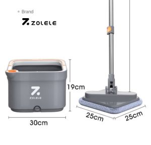 ZOLELE Rotating Mop M16 with Bucket 360° Rotatable Clean and Dirty Water Separation Hands-free Washing 2.5L Water Tank Microfiber Mopping Cloth