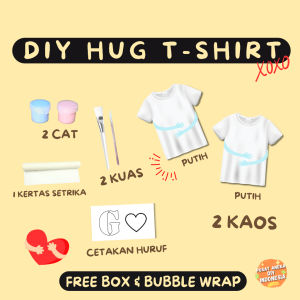 DIY Hug T-Shirt 1 Set Boyfriend Girlfriend Couple | Baju Kaos Polos Kiss Kisses Peluk TShirt Inisial Huruf Nama Cap Tangan Bibir