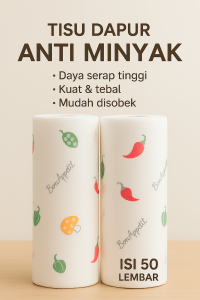 Tisu Kertas Dapur Penyerap Minyak – Kuat Tebal & Ramah Lingkungan-Tisu Kertas Dapur Anti Minyak Isi Tebal – Serap Cepat & Tidak Mudah Sobek