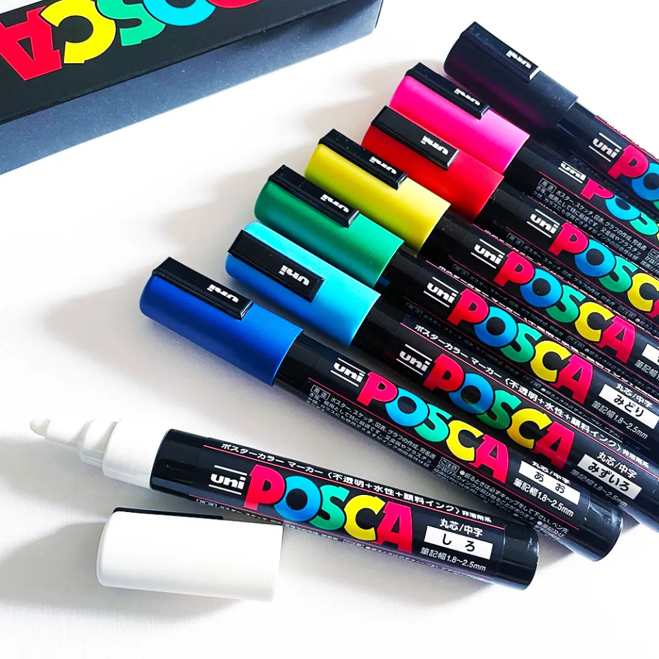 UNI POSCA Fine Tip 8 Colors Set PC-3M Water-Based Colour Paint