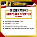 POWERHOUSE Knapsack Sprayer / Manual Agricultural Sprayer 20L 3.2 kg Disinfectant Pesticide Insecticide Garden PHI. 